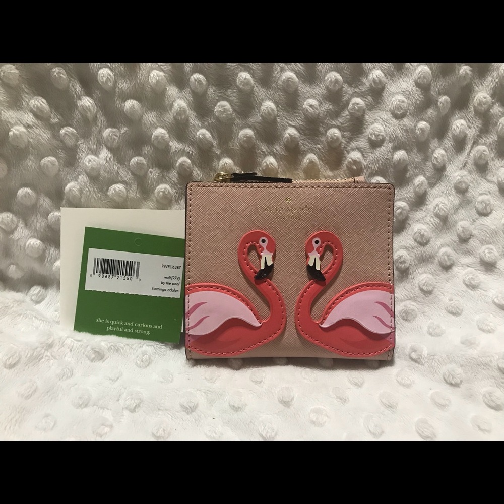 Kate Spade By The Pool Flamingo Adalyn Wallet NWT